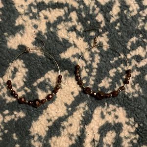 Hooped golden beaded earrings